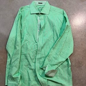 Bugachi lime green checked long sleeved dresses shirt.